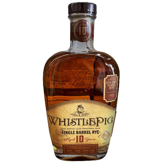 buy WhistlePig 12 Year Old Bespoke Barrel Rye Aged in a Re-Toasted Red Cask 'San Diego Barrel Boys' Single Barrel